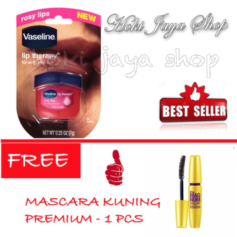 HOKI COD - Vaseline Lip Therapy Rosy Lips Therapy Premium - 1 Pcs FREE Mascara Model Kuning - 1 Pcs