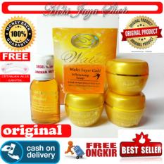 HOKI COD - Walet Super Gold (NATURAL) Premium Whitening Anti Aging Paket 5 In 1 Loh (Whitening Soap, Toner, Anti Alergi, Day Cream, Night Cream) Pemutih Pencerah Wajah + Gratis Cetak Alis Cantik - Premium