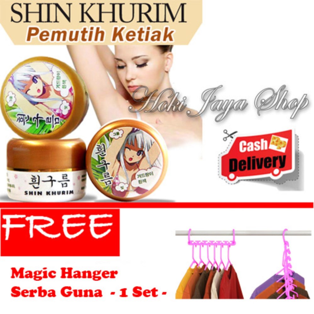 HOKI COD - Shin Khurim  Pemutih Ketiak dan Selangkangan Premium - 1 Pcs + Gratis Gratis Magic Hanger Gantungan Baju Serbaguna - 1 Set