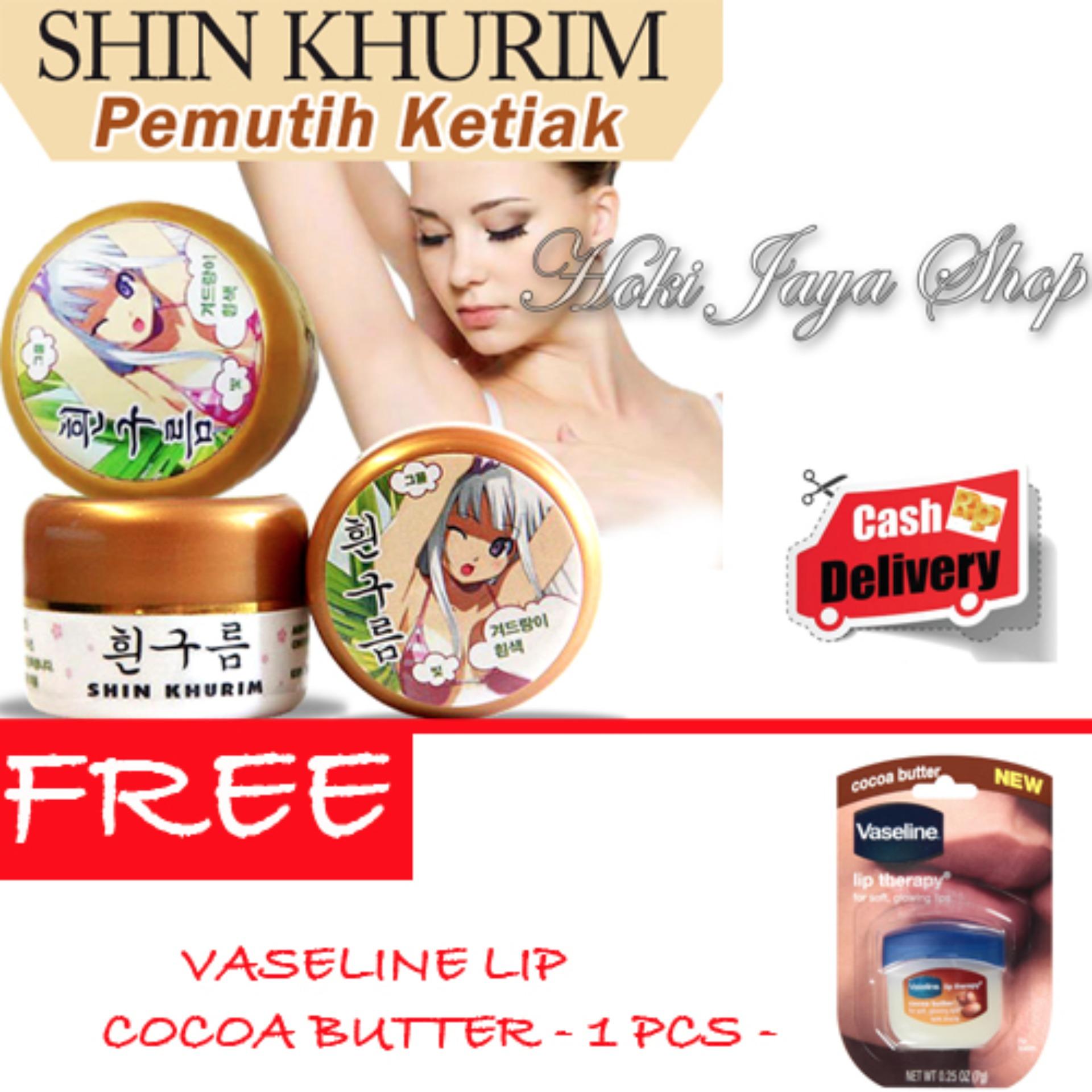 Hoki - Shin Khurim  Pemutih Ketiak dan Selangkangan Premium + Gratis Vaseline Lip Cocoa Butter Premium - 1 Pcs