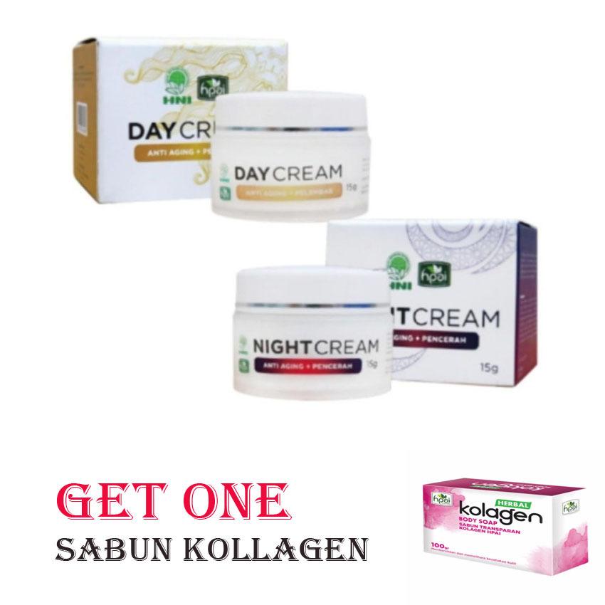 HPAI Cream Perawatan Wajah Satu Paket Krim Pagi dan Malam + Sabun Kolagen