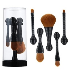 HUIFEN 5 Pcs Travel Makeup Brushes Set, Mini Portable Kosmetik Bedak Wajah Lollipop Brush Kit, untuk Wajah Blush Stabilo Concealer Contour Bubuk Krim Cair Kosmetik dan untuk Eye Shadow Kuas Bibir-Intl