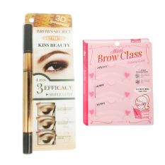 KISS Beauty 3D Tahan Air Alis-Alis PencilEyebrow Alis Bedak Maskara dengan Alis Bentuk StencilsTemplate Kartu MAKE UP Alat Brow Class Set-Intl
