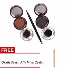 Kiss Beauty Alis Mata 4in1 Eyeliner & Eyebrow 24 Hours - Kissbeauty 2 In 1 Waterfroof + Gratis Pensil Alis Viva Coklat 1 Pcs