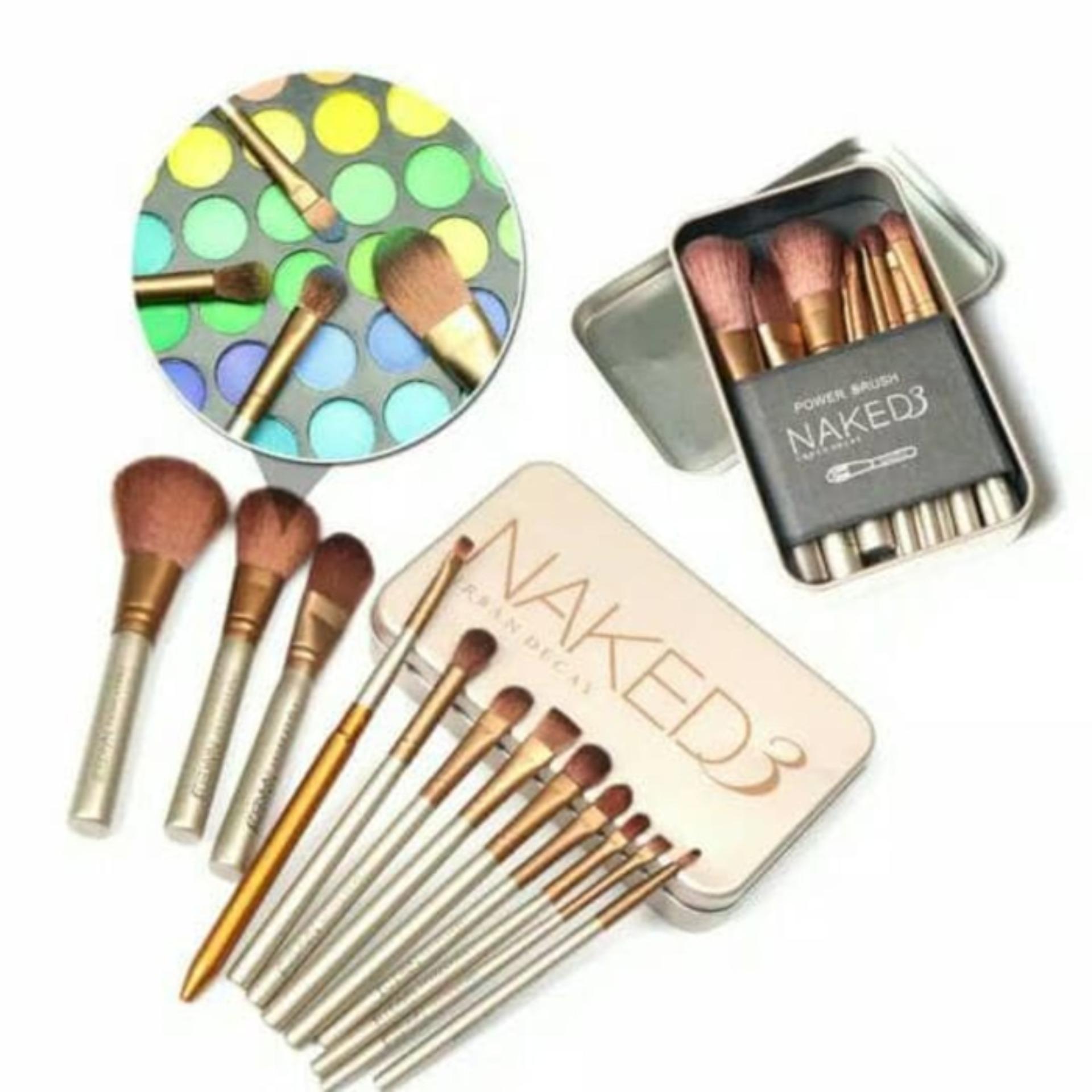Kuas Make Up Naked3 Set isi 12pc Kemasan Kaleng - Make Up Brush Kuas Make Up Naked3 Set isi 12pc Kemasan Kaleng - Make Up Brush