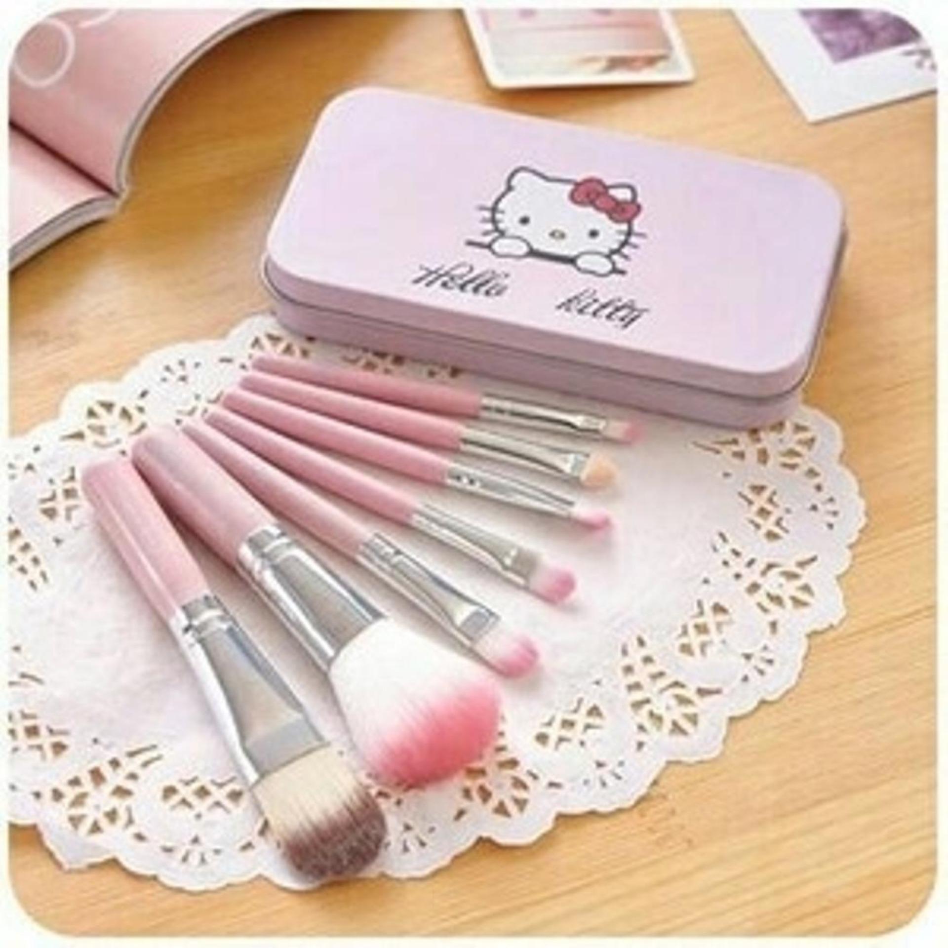 Kuas Make Up Travel Brush Set Kosmetik Karakter Hello Kitty HK Kaleng Kuas Make Up Travel Brush Set Kosmetik Karakter Hello Kitty HK Kaleng