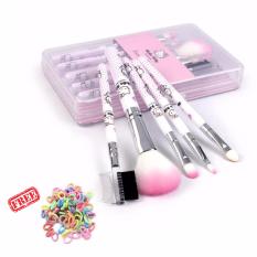 Kuas Makeup Brush isi 5 Pcs Kotak Transparant - Random + Free Ikat Rambut - 1 Pcs