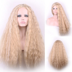 La Vie Panjang Rambut Jagung Keriting Seksi Cosplay Wig Wanita Central Perpisahan (Emas)