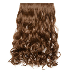 Wanita Merilis Klip Keriting Gelombang Rambut Ekstensi Wig Sopak 55 Cm Coklat
