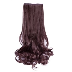 Wanita Merilis Klip Keriting Gelombang Rambut Ekstensi Wig Ekor Kuda Sopak 48 Cm Coklat Gelap