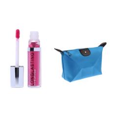 LT PRO Longlasting Matte Lip Cream 02 Free Alisha Tas Kosmetik Mini - Biru Muda