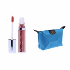 LT PRO Longlasting Matte Lip Cream 08 Free Alisha Tas Kosmetik Mini - Biru Muda