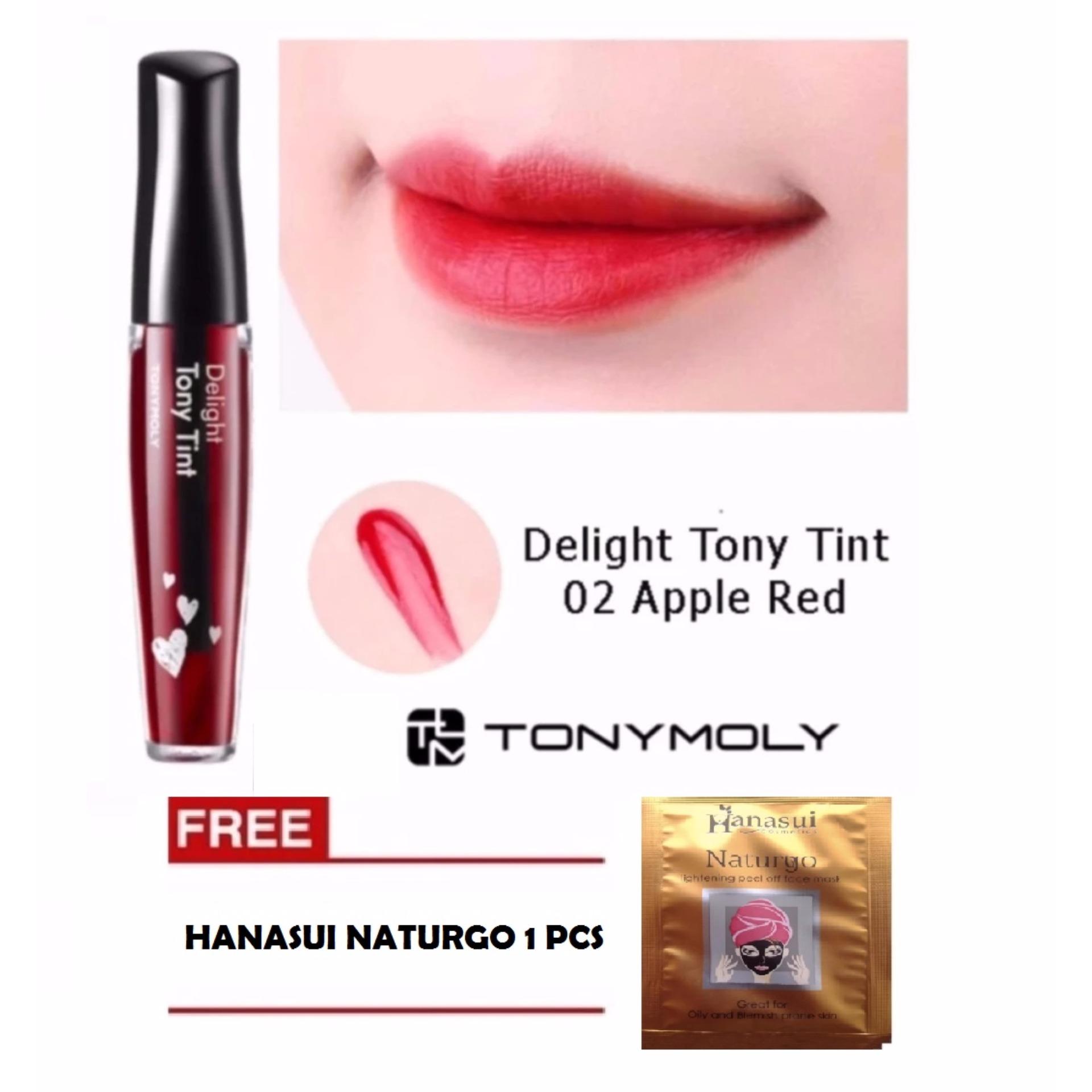 Lucky Tony Moly Delight Tony Tint 02 Apple Red + GRATIS HANASUI NATURGO - 1 Pcs  