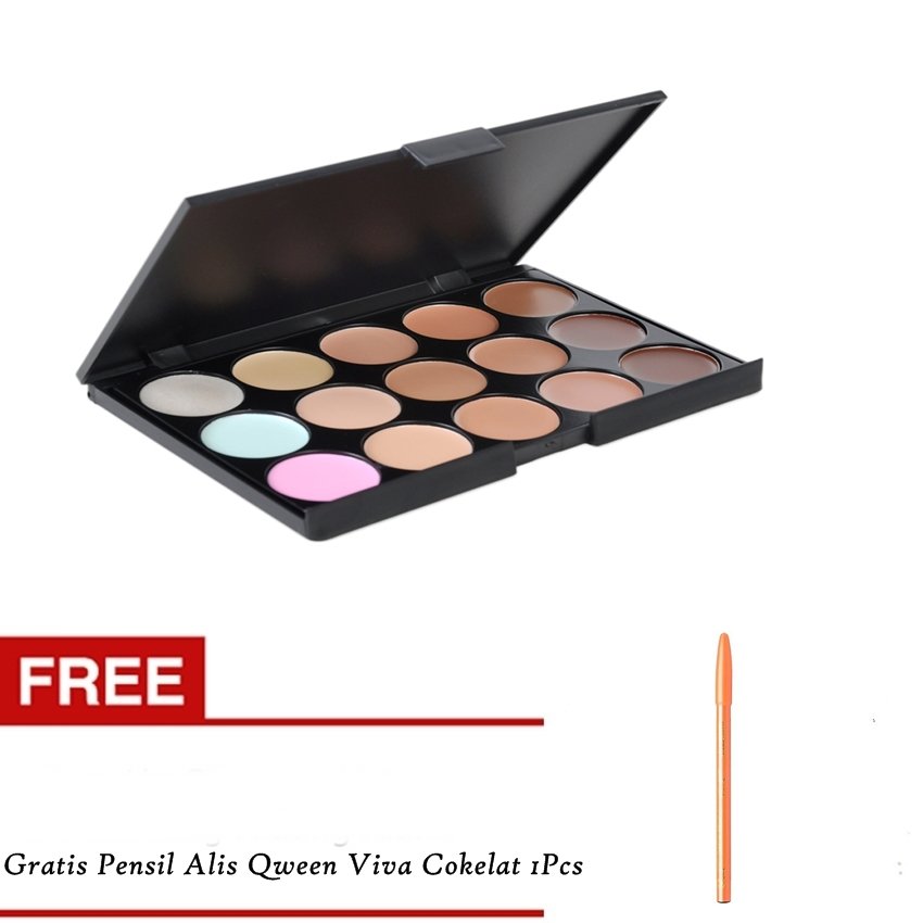 M.n Contour Cream Series 15 Colors Camouflage Concealer Palette Dan Pensil Alis Viva Coklat 1Pcs