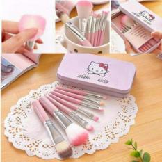 Make Up Brush 7 Pc Kitty Kuas MakeUp Professional Foundation Lip Eyeshadow Shader Brush Cosmetic - Pink