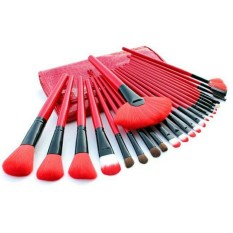 Make Up Brush Set 24 Pcs Red - Kuas Make Up untuk Foundation Bedak Eyeshadow Lipstik Alis