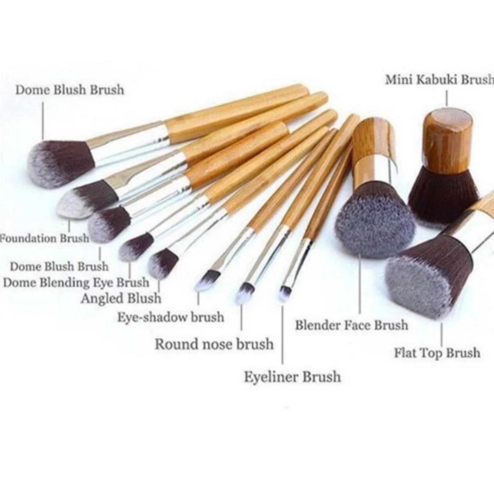 Makeup Brush / Kuas Make Up Bamboo Set + Pouch - 11 Pcs Makeup Brush / Kuas Make Up Bamboo Set + Pouch - 11 Pcs