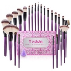 Makeup Brush Set, Yedda 24 + 1 Pieces Makeup Brushes Gift Set Profesional untuk Blending Foundation Blush Concealer Eye Shadow Brush dengan Kecantikan Silicone Blender dan Kotak Hadiah Natal-Intl
