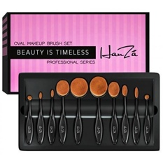 Kuas Makeup Es Oleh Hanzá-10 Piece Profesional Oval Kuas Makeup Set untuk Bedak, Blush, Foundation, Concealer, Eyeliner, Eye Shadow, Dll. dengan Mudah Campuran dan Kontur Kosmetik-Intl