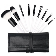 Makeup Brushes-Mini Premium Kuas Kosmetik Set Alas Bedak Padat Blush Eyeliner Bedak Brush Kit dengan Travel Case (9 Pcs, Bersih Putih)-Intl
