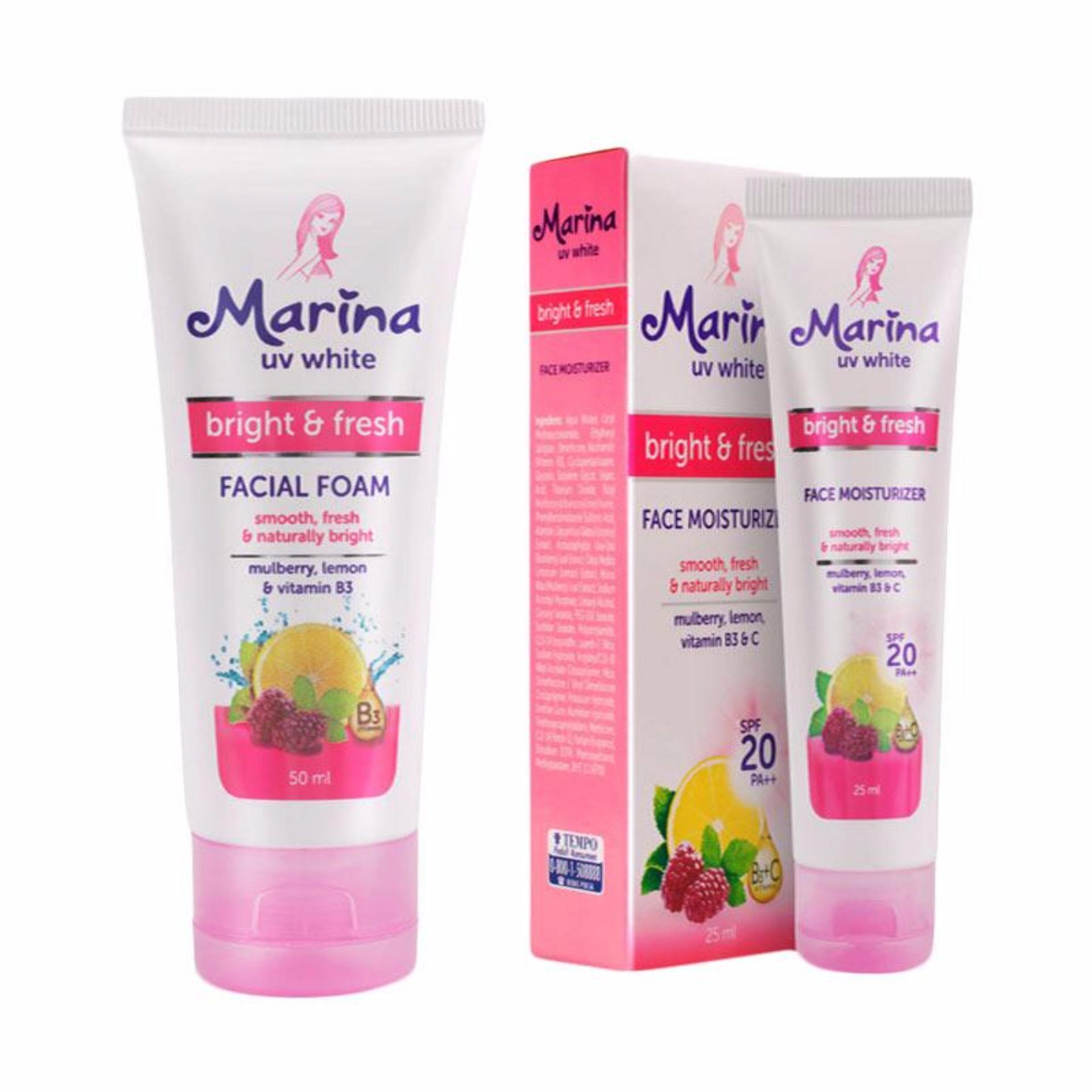 Marina Set Facial Foam 50 mL & Face Moisturizer 25 mL