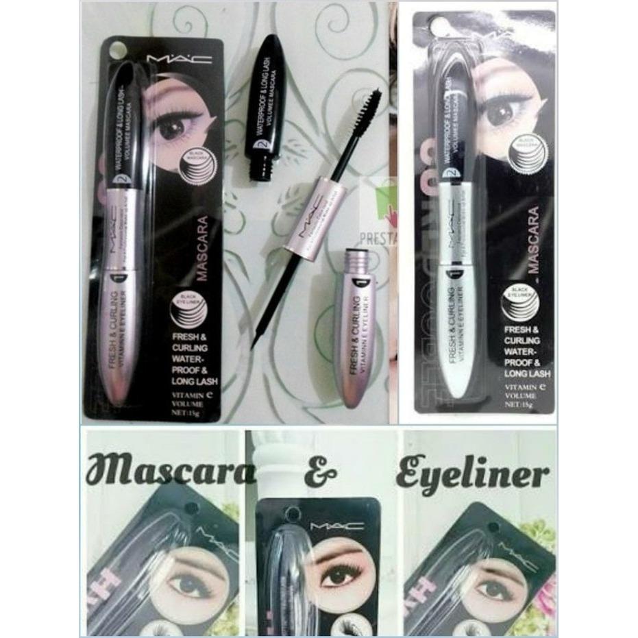 Maskara & Eyeliner 2 in 1 - Mascara dan Eyeliner 2in1 M.A.C Waterproof - Black