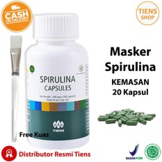 Masker Wajah Spirulina Tiens Herbal 20 Kapsul + Kuas + Free Gift by TS1