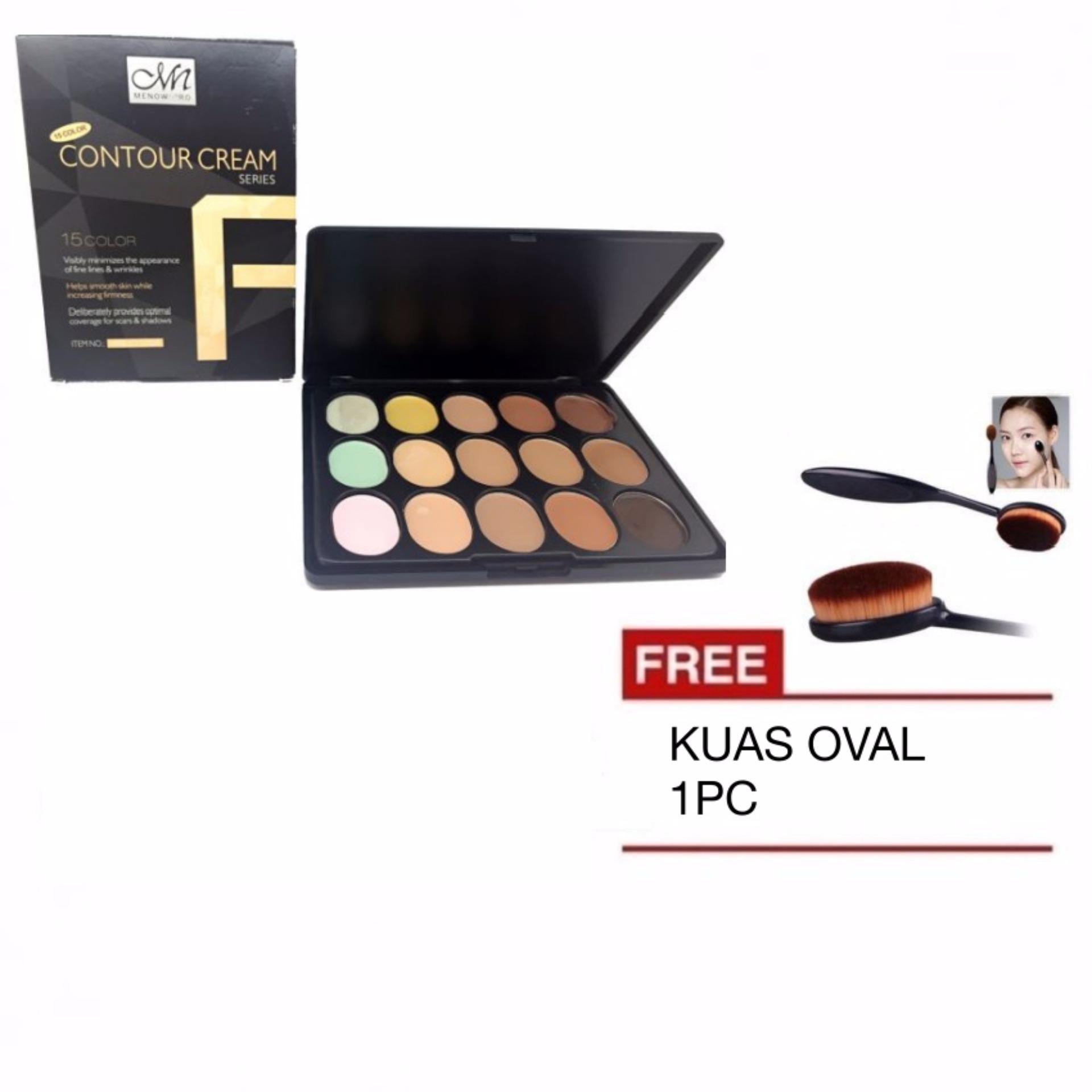 Me Now Concealer 15 Color / MN Pro Contour 15 warna FREE Kuas Oval 1 Pc / Oval Brush