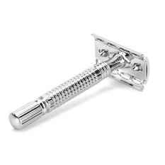Men's Tradisional Pisau Tepi Ganda Keamanan Razor Rambut Jenggot Perak Manual Cukur-Internasional