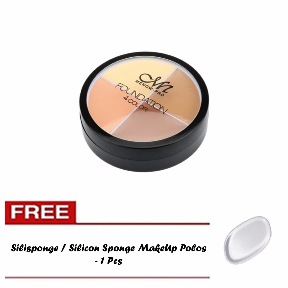 Menow Foundation Concealer 4 Color + Free Silisponge / Silicon Sponge MakeUp Polos - 1 Pcs