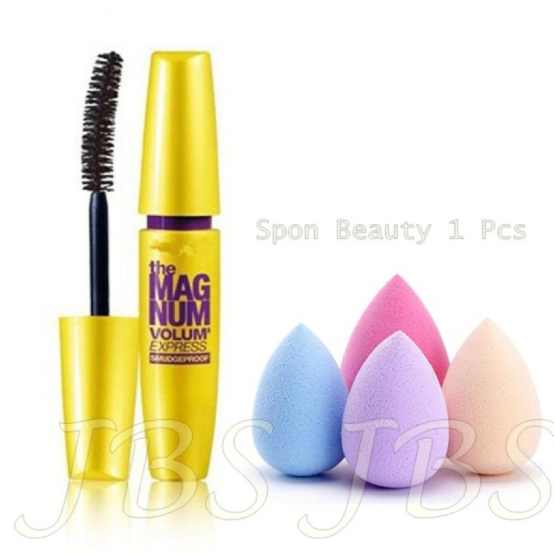  MESH  Mascara The Fals Lash Volume Express - Mascara Waterproof - Hitam - Spon Beauty Blender - Multi Colour   