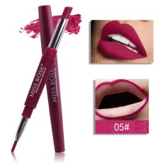 Miss Rose 2 In 1 Waterproof Matte Lip Pensil Alis Pen + Lipstik Panjang Tahan Lama Mata Fungsional Bibir Kosmetik Peralatan Make Up (warna: 05)-Intl