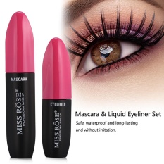 MISS ROSE 2In1 3D Fiber Mascara Liquid Eyeliner Waterproof Bulu Mata Makeup Kit Rose Merah