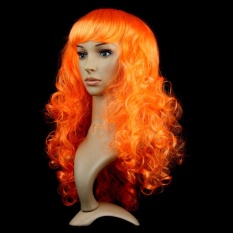 Moonar Fashion Perpisahan Warna Long Curly Big Wave Wanita Wig Halloween Masquerade-Intl