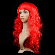 Moonar Fashion Perpisahan Warna Long Curly Big Wave Wanita Wig Halloween Masquerade-Intl