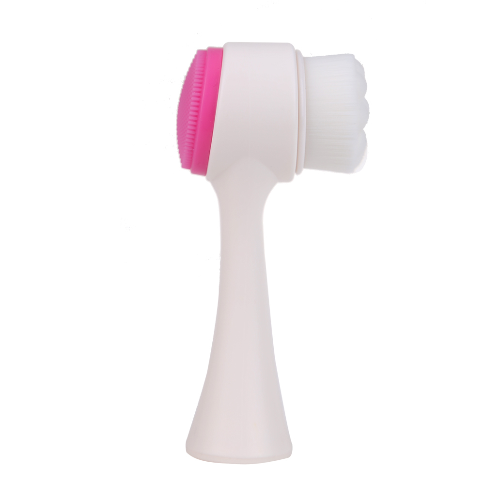 Multifungsi Double-sided Facial Brush Perawatan Wajah Cleaning Wash Scrub Tool (Rose Red)-Intl