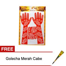 Nabawi Cetakan Henna Tangan Full - Merah + Gratis Golecha Heena 1 pcs