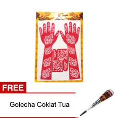 Nabawi Cetakan Henna Tangan Full - Pink + Gratis Golecha Heena 1 pcs