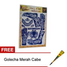 Nabawi Cetakan Henna Tangan Kaki - Biru + Gratis Golecha Heena