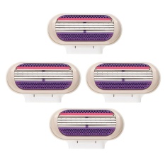Baru 4 Blades 3-Layer Blade Alat Cukur Wanita Head Clean Safety Manual Razor Kepala-Internasional