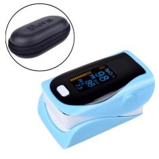Terbaru!! Digital Jari Pulse OXIMETER dengan CASE Darah Oksigen Jari Portable OXIMETER Kesehatan Perawatan (biru Muda)-Intl