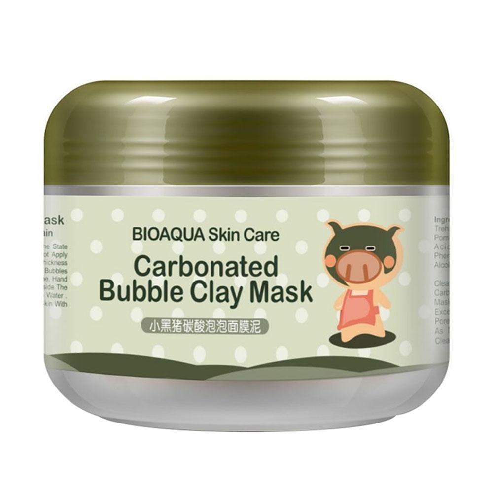 NiceEshop Hot Black Mask Black Piggy Berkarbonasi Gelembung Clay Mask 100g Menghilangkan Blackhead Acne Purifying Pori-pori Wajah Perawatan Facial Sleeping Mask-Intl
