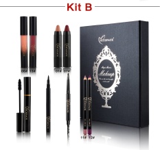 NICEFACE Makeup Set Sexy Red Lipstik Cair Lipstik Bulu Mata Mascara Eyeliner Pensil Alis dengan Kuas Lip Liner dengan Kotak Bagus -Intl