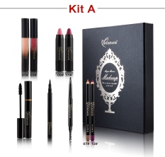 NICEFACE Riasan Set Seksi Merah Lipstik Cair Lipstik Bulu Mata Maskara Alis Pensil Eyeliner With Sikat Bibir Penggaris With Kotak bagus-Internasional