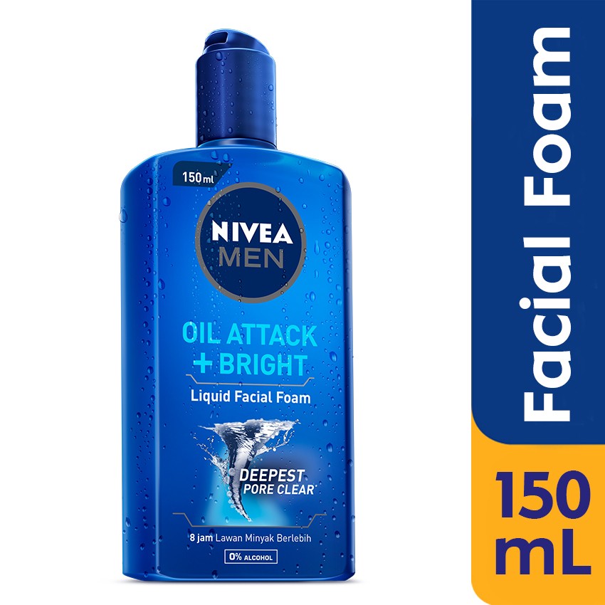 HEMAT NIVEA MEN Oil Attack + Bright Liquid Facial Foam 150ml