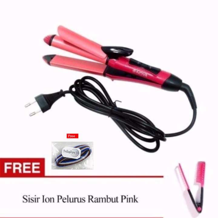 Nova Catokan Rambut  2in1 NHC 2009 Pink Sisir Ion 