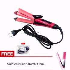 Nova Catokan Rambut 2in1 - NHC 2009 - Pink + Sisir Ion Pelurus Rambut + Free Ikat Rambut Polkadope - 1 Pcs