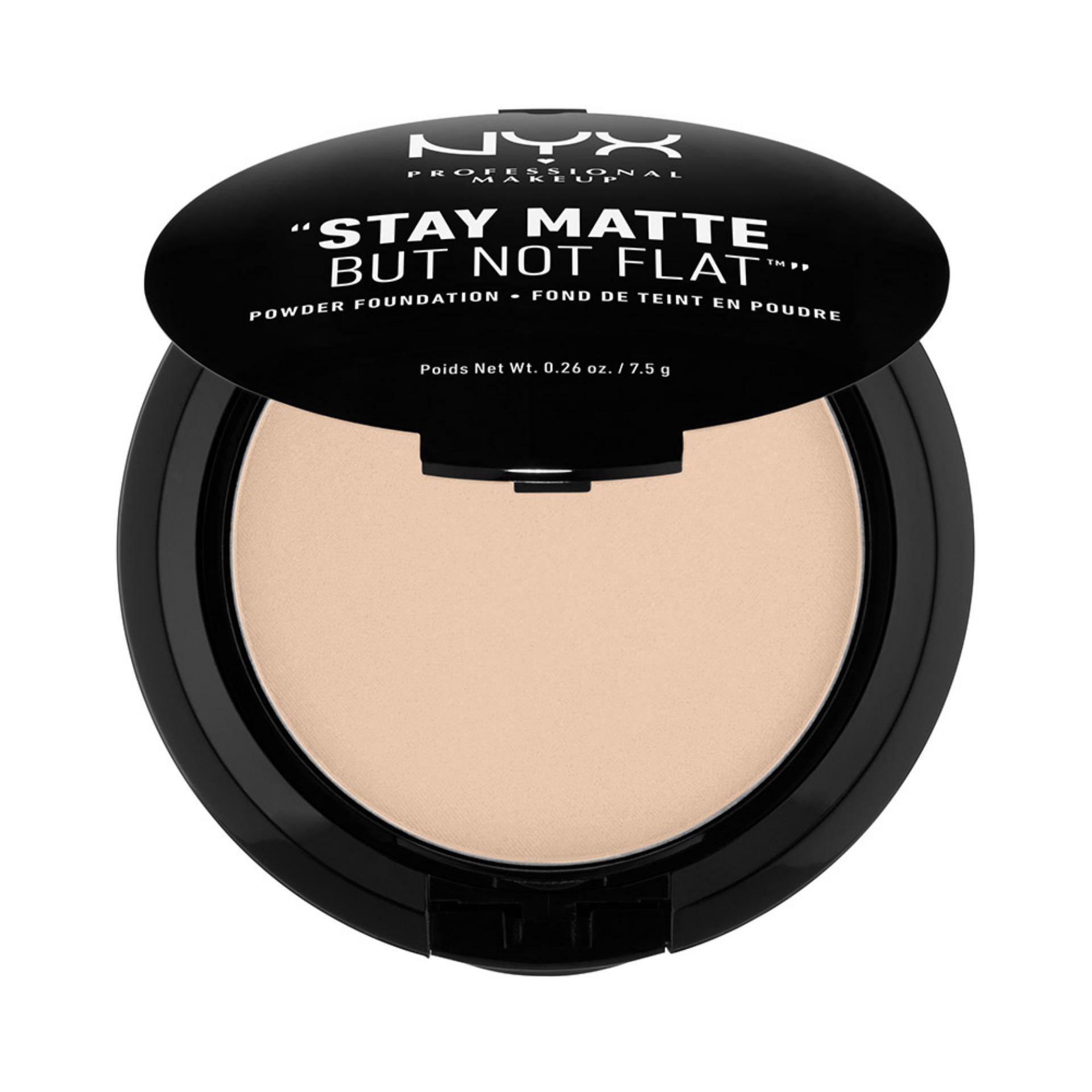 NYX Professional Makeup Stay Matte But Not Flat Powder Nude - Compact Powder/Bedak Padat untuk kulit Normal & Berminyak Hasil Matte dan Flawless