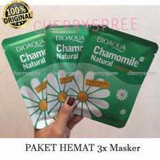 Paket 3pcs Bioaqua Original Masker Wajah Chamomile Brightening Melembabkan Whitening dan Anti Penuaan Dini - 3 Pcs