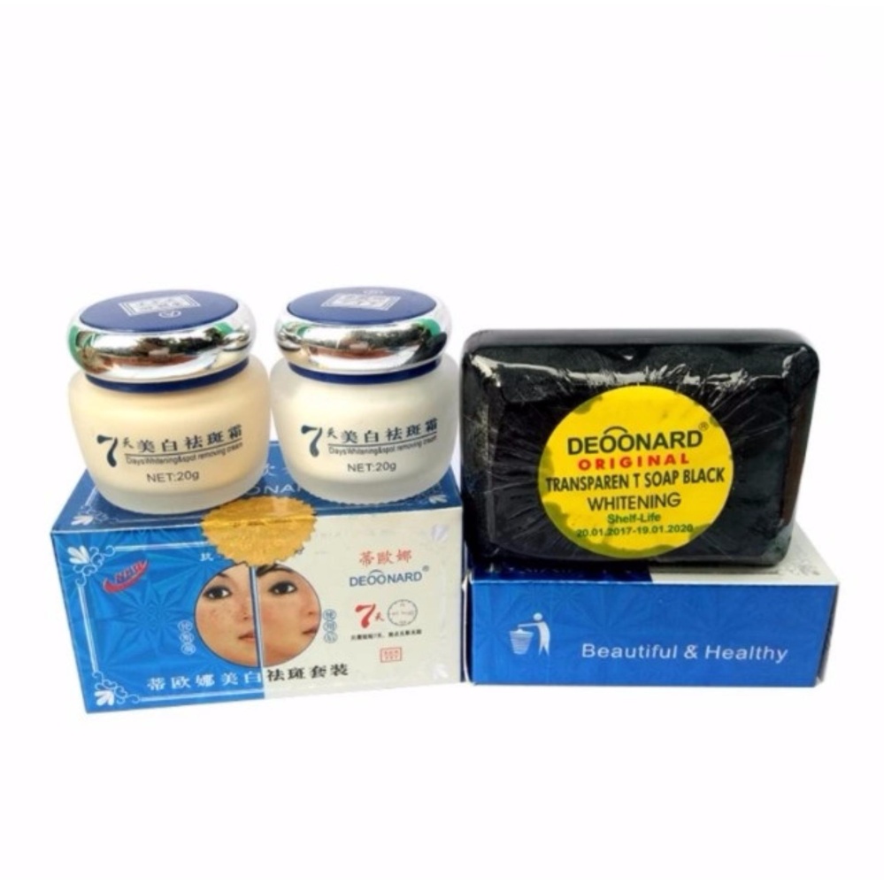 Paket Cream Deoonard Biru Set 20Gr Sabun Hitam (Cream Siang, Malam dan Sabun)